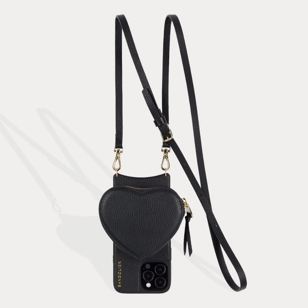 Bandolier Willa Heart Crossbody - Black / Gold - iPhone 13 Pro Valentines Day♥️